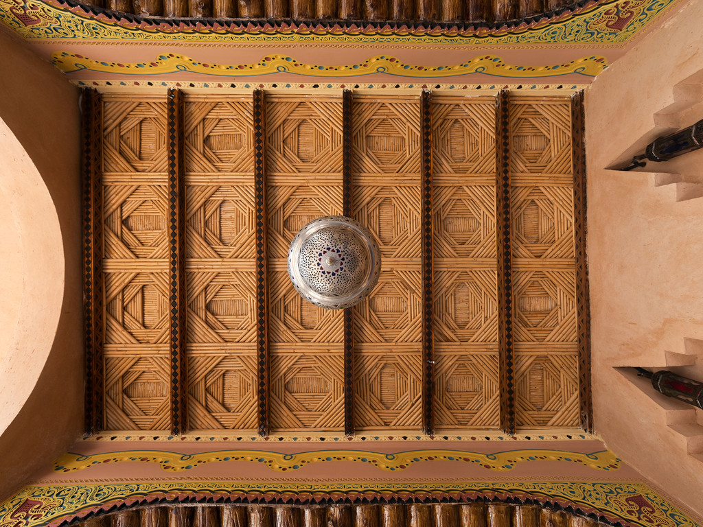 Carved Moroccan ceiling at OZ Palace